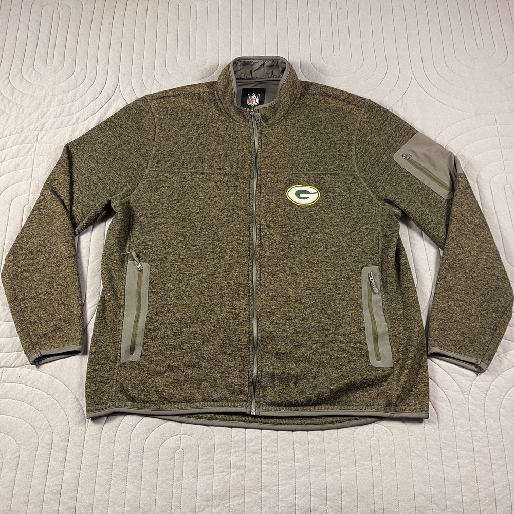 Packers NFL Full Zip Fleece Jacket Mens XXL Green Sideline Performance